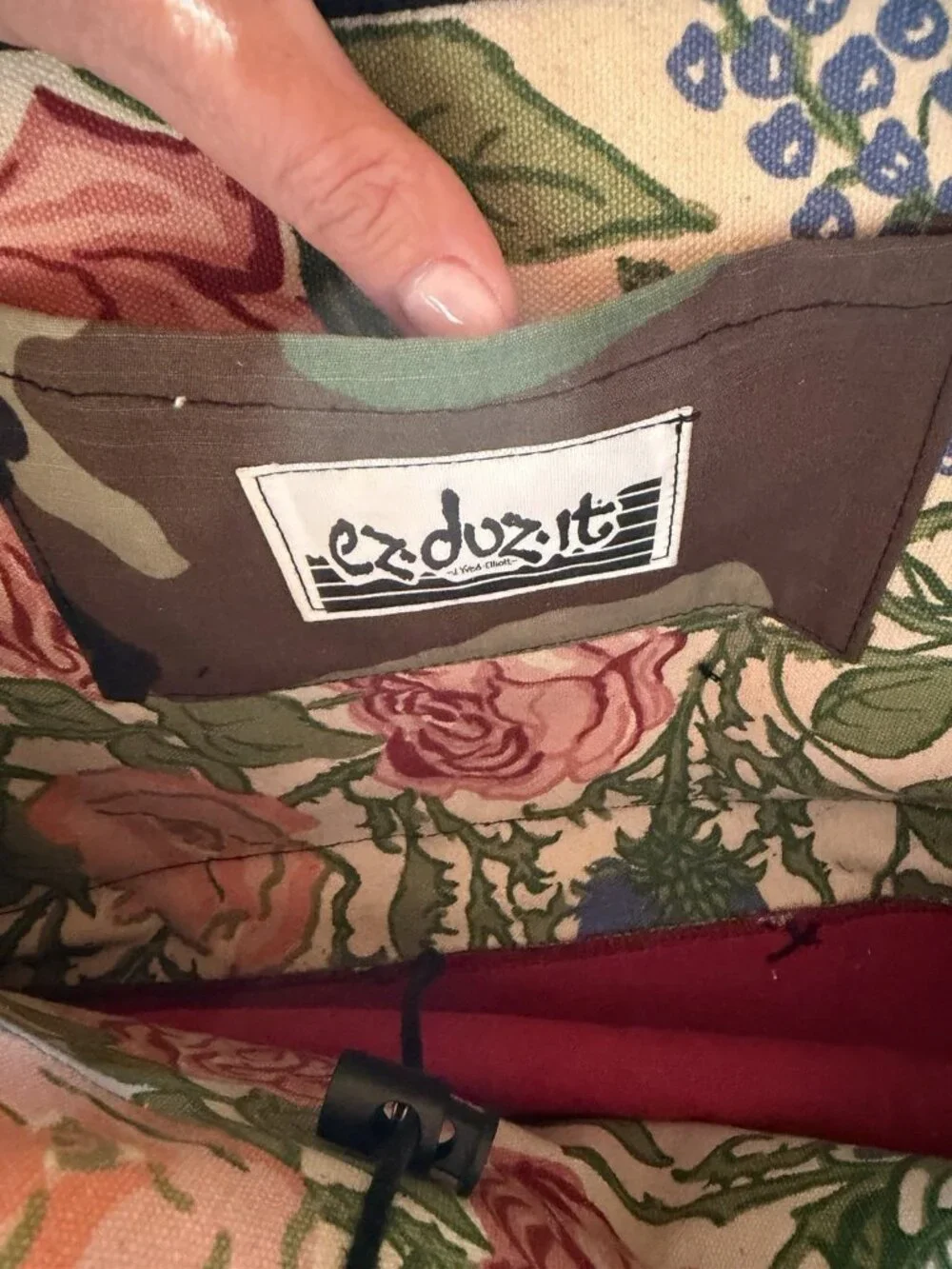 Vintage Handmade EzDuzit by Elliott pop-culture messenger leather camo vinyl bag